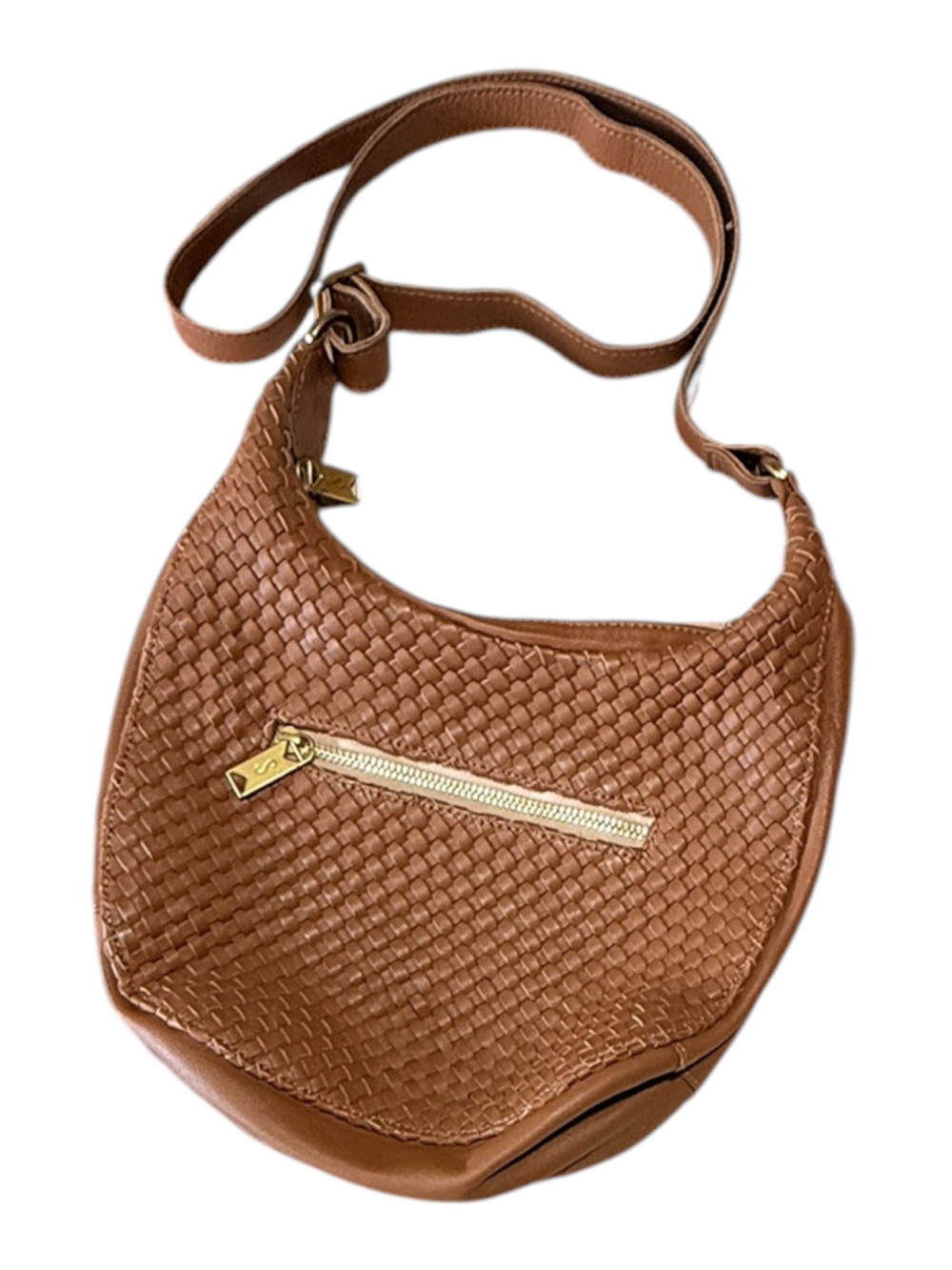 Sseko Designs Brown Leather Woven, Fully Lined Crossbody Shoulder Bag